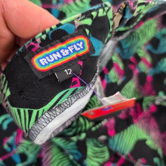 NWT Run and Fly Pinafore Dress Rainbow Zebra Print Flared Womens 12 Quirky Retro - Picture 8 of 11